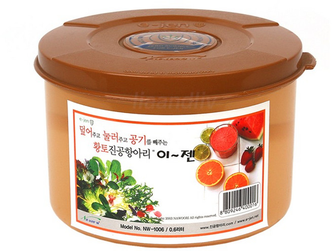 이젠 황토진공항아리 1p 원형 0.6리터 1.5리터 밀폐용기 김치통 누름독 오이지 매실액 원형용기 김장, 황토 원형 1.5리터, 1개, 1.5L