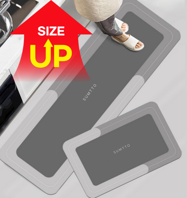 규조토 특대형 주방매트 2p 50x160 50x80 빨아쓰는 미끄럼방지 발매트, 모던카키그레이