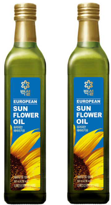 제일제당 백설 유러피안 해바라기유 500ml x2개