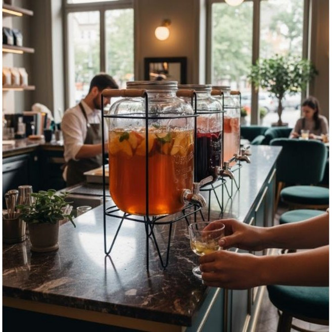 동명 대용량 카페 음료 디스펜서 업소용 유리 물병 물통 워터 저그, 0, 5L, 1개