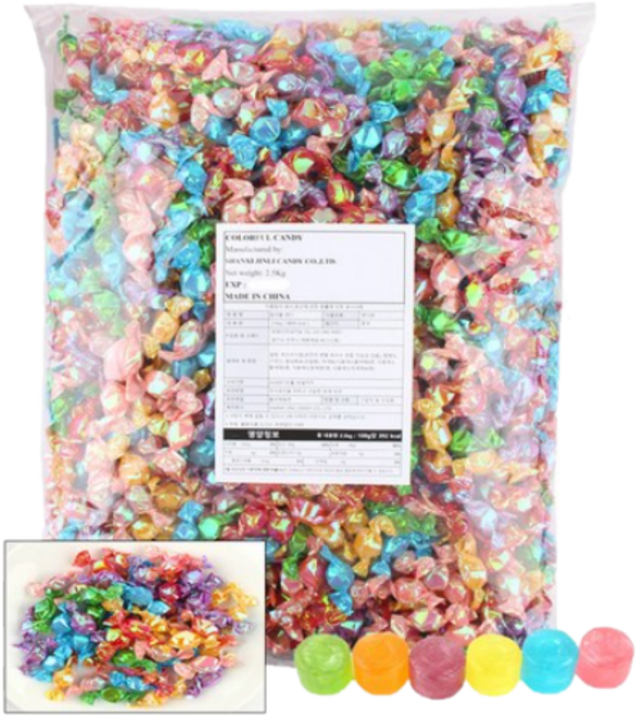 컬러풀 캔디2.5kg 무지개 반짝이 스위트 사탕 대용량, 2.5kg, 1개