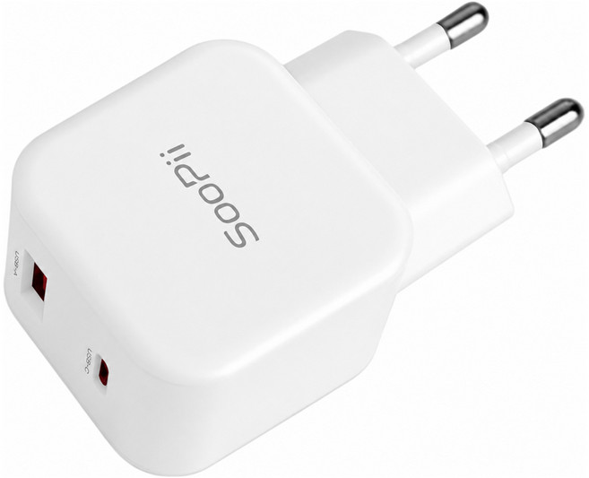 USB A C타입 25W PD PPS 2포트 듀얼 초고속 충전기, 1개, 화이트