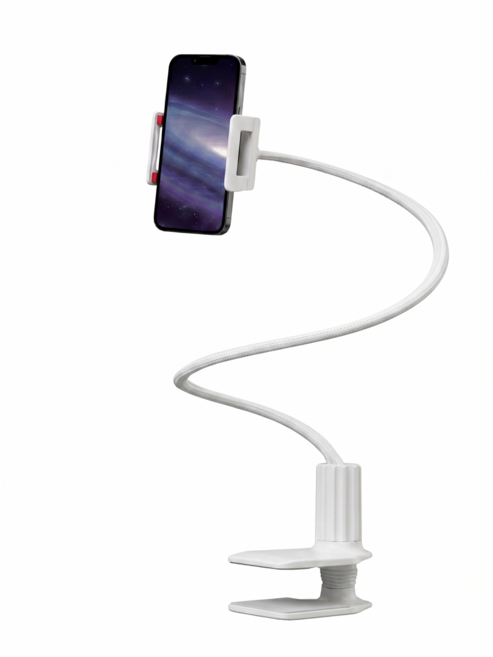두손프리 휴대폰 태블릿 침대 자바라 거치대, 1개, 화이트