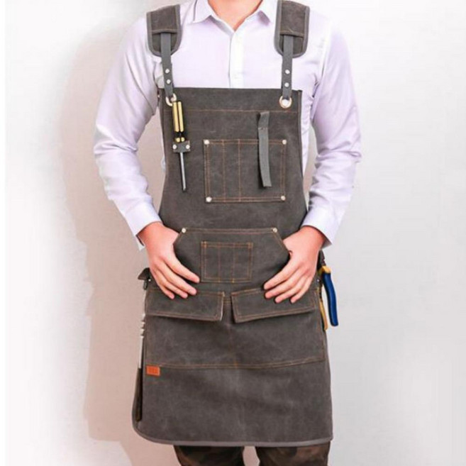 생활 방수 두꺼운 남자 앞치마 캔버스 목공 공방 앞치마 작업 앞치마, 1개
