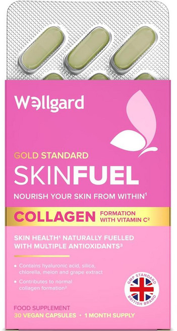 영국 웰가드 Wellgard Skin Fuel collagen 스킨 퓨얼 콜라겐 with 비타민C 캡슐, 4개, 30정