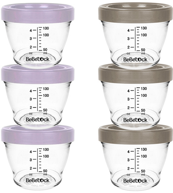 베베락 아이와 트라이탄 이유식용기 130ml (3+3개입), 1세트, 아이와 트라이탄 130ml(라벤더3P+초코3P), 1ml