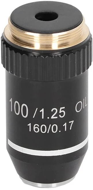 생물 현미경 렌즈 오일 고출력 대물 인터페이스 20.2mm 스레드 100X, 01 Black