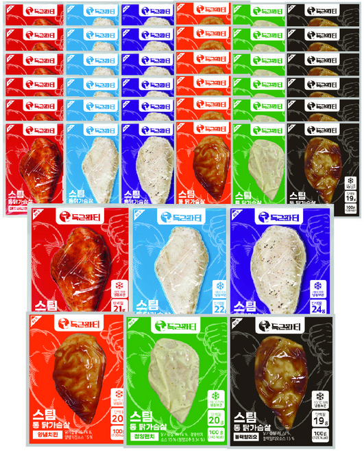 득근파티 통 닭가슴살 6종 혼합, 100g, 54개