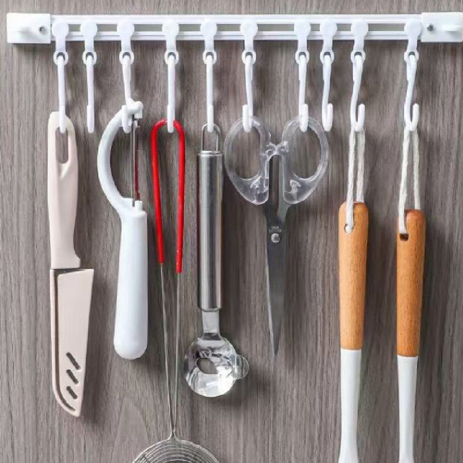 리브온 길이조절 벽걸이 후크 슬라이드 행거 다용도 걸이대, 화이트, 2개