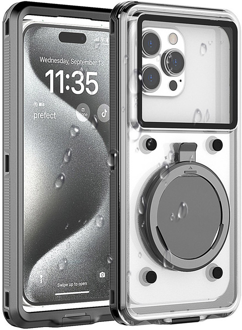 비비드씨 휴대폰 풀커버 방수팩 전기종 물놀이 선명한 방수케이스 IPX8 핸드폰 아이폰 z플립, 라이트그레이, 1개