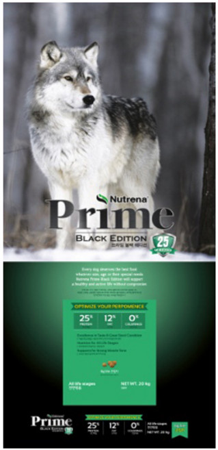 뉴트리나 프라임 블랙에디션25 큰입자 20kg 전연령 애견 강아지사료 진돗개 진도 대형견 개사료, 1개, 닭
