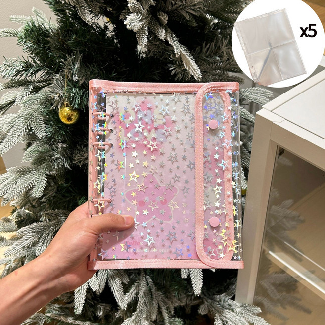 6공 포카 바인더 A5 속지 포함 포토카드 포카앨범 바인더북, 피치핑크+속지