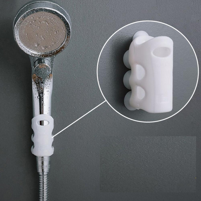 강력흡착 문어발 샤워기 거치대 무타공 걸이, 샤워기거치대화이트
