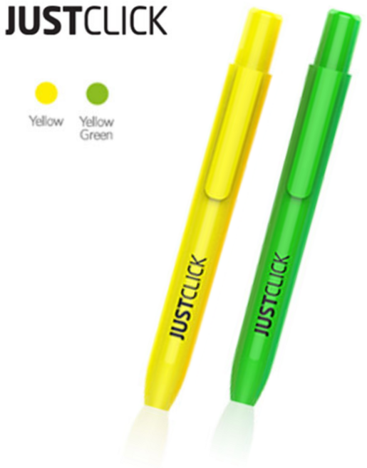 모리스 저스트클릭 형광펜M2 노크식 형광펜, 1개, 노랑+연두