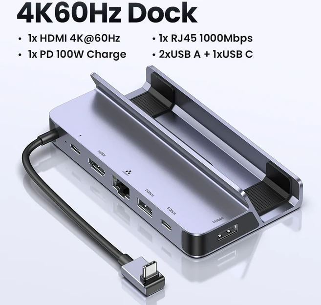 UGREEN-USB C 도킹 스테이션 타입 to HDMI 4K60Hz RJ45 PD100W Dock for Steam Nintend Switch MacBook Pro, 01 4K60Hz Dock 6-in-1