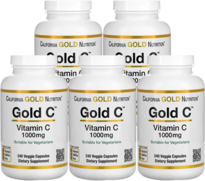 CGN 뉴트리션 USP 등급 골드씨 비타민C 1000mg 베지 캡슐 240정 5병, 5개 - 쿠팡