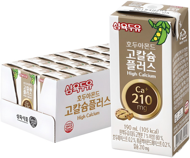삼육두유 호두아몬드 고칼슘 플러스 두유, 190ml, 24개