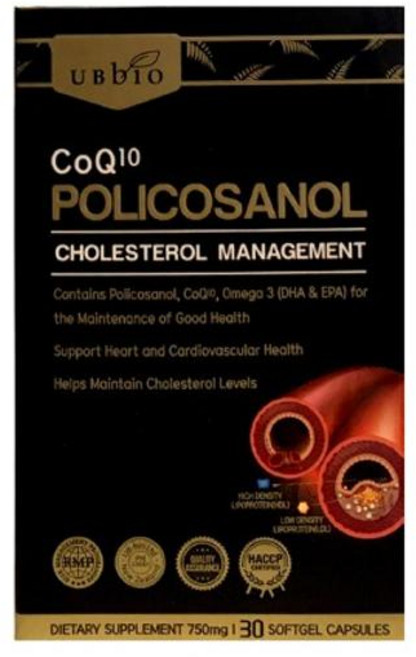 유비바이오 UBBIO COQ10 POLICOSANOL 코큐텐 폴리코사놀 소프트젤 캡슐, 6개, 30정