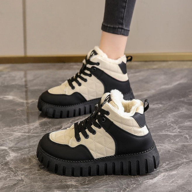 Modern Fashion 여성 하이탑 기모 운동화 키높이 방한 털 부츠 E77