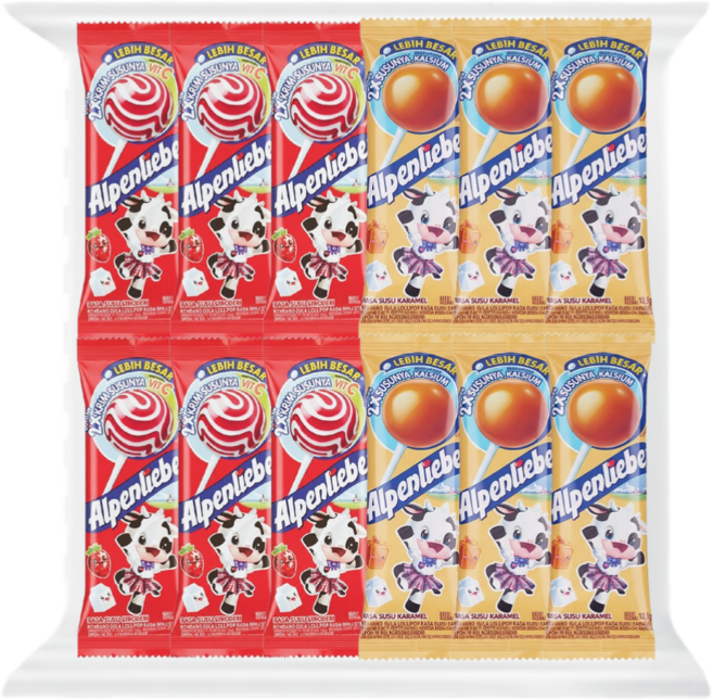 알펜리베 딸기+카라멜 막대사탕 (개별포장) 48개, 10.5g