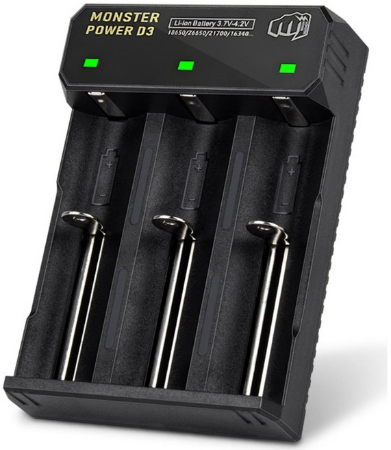 몬스터파워 3구 배터리 충전기 18650 21700 26650 C타입 리튬이온 대륙의실수, 1개