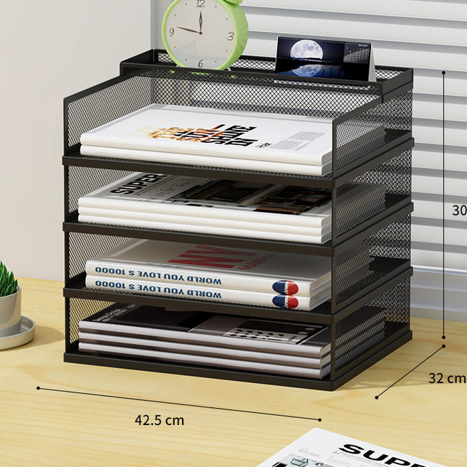 모의고사보관함 지류함 A3 정리 선반 시험지 문서 서류 정리대 철제 블랙 4단 가로형