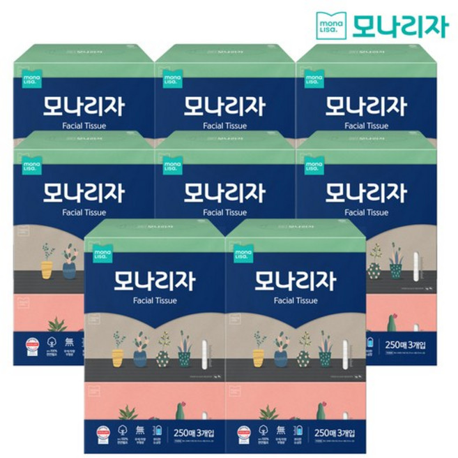 모나리자 천연펄프 미용티슈, 250매, 24개