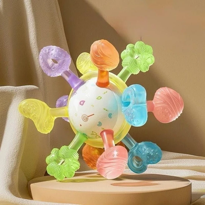 맨하탄볼 치발기 아기 실리콘 감각공 / 신생아 이갈이 장난감 / 오감발달 완구, 1개, 파스텔, 3개월+ - 쿠팡