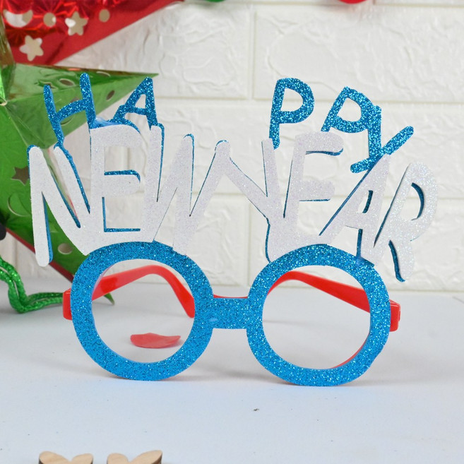 [별이네파티] 크리스마스 파티 머리띠 헤어밴드, 17_쇼)해피뉴이어안경_블루, 1개