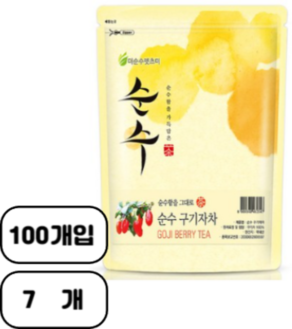 더순수렛츠미 순수 구기자차 티백, 1g, 100개입, 7개
