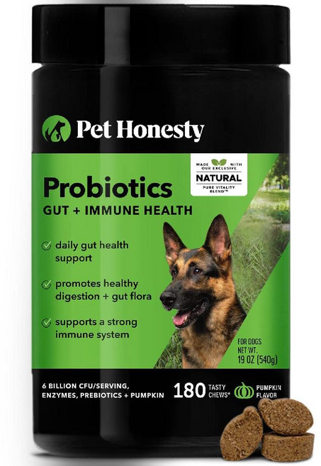 반려견용 Pet Honesty 프로바이오틱스 - 소화 효소는 장 건강을 증진하고 반려견은 설사 및 지원을 지원하며 면역력 건강 가려움증 완화를 위해 프리바이오틱스 프로바이오틱스(, 540g, 1개