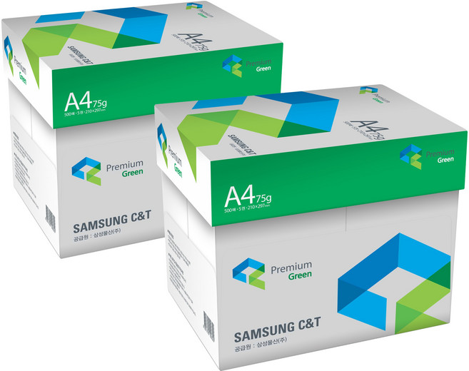 삼성 복사용지 그린 A4 75g 2Box 5000매, 1박스