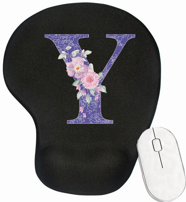 인체 공학적 손목 받침대 마우스 패드 편안한 지원 미끄럼 방지 매트 부드러운 보라색 꽃 시리즈 PC 노트북 컴퓨터, 4Purple flower Y, 1개