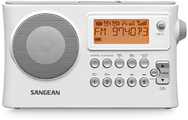 SANGEAN 山進 雙波段 USB數位式時鐘收音機 PR-D14USB, 白色