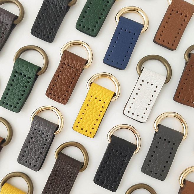 퀼팅맘 (2개) 가방부자재 가방손잡이 소가죽 연결고리, 실버, 블랙, 2개