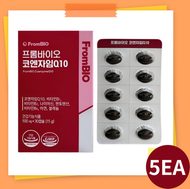 프롬바이오 코엔자임Q10 코큐텐 고혈압 중성지방 황반변성 영양제, 30정, 5박스