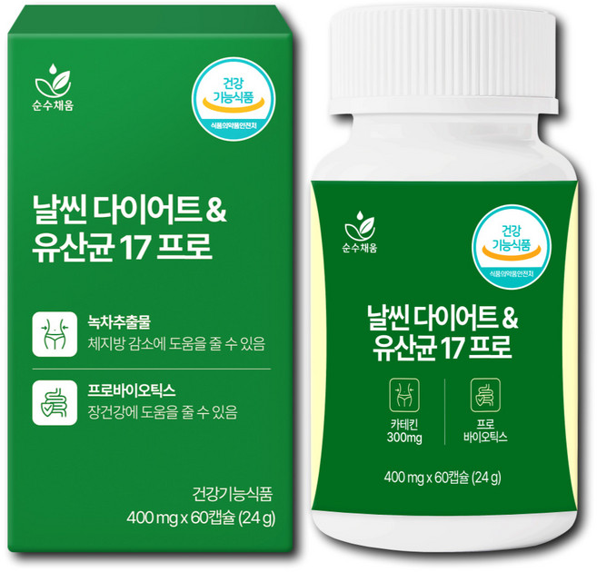 날씬 다이어트 유산균 17 프로 식약청인증 체지방감소 프로바이오틱스, 1개, 60정