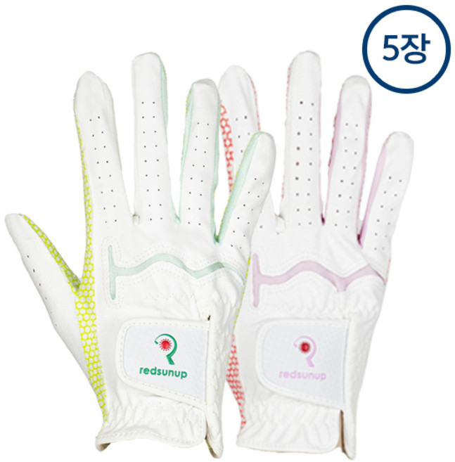 레드썬업 RS 실리콘 그립 여성용 양손 골프장갑, 5개, 핑크