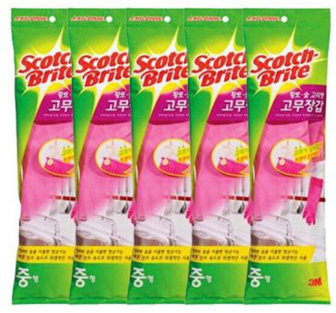 3M 스카치 브라이트 고리형 고무장갑 중 5개