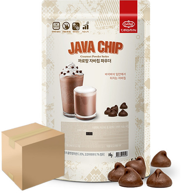 까로망 자바칩 파우더 1kg 프라페 라떼, 1개입, 12개