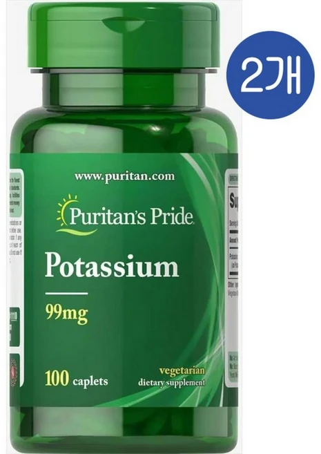 퓨리탄스프라이드 포타슘 칼륨 99mg Puritans Pride Potassium, 2개, 100정 - 쿠팡