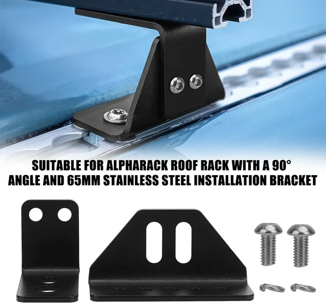 호환 90이 포함 ALPHARACK 루프 랙용 ° 앵글 65mm 스테인레스 스틸 설치 브래킷, 01 Type 2