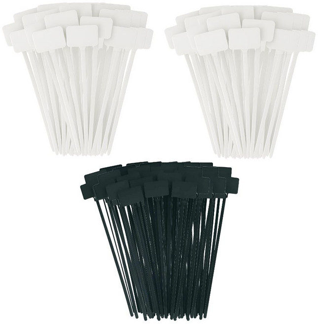 JG전공 (국산) 정품 고급형 네임 케이블타이 네임텍 케이블타이 블랙 화이트 (300입) MARKER TIES 2.5 X 100mm, 1세트