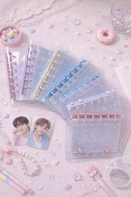 온슬리 투명 홀로그램 포켓 바인더 앨범 다이어리, 20매, 인디핑크