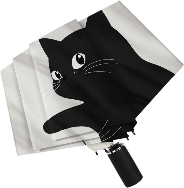 Tuxedo Cat 賓士貓黑白貓咪手繪風摺疊傘 晴雨兩用防曬傘