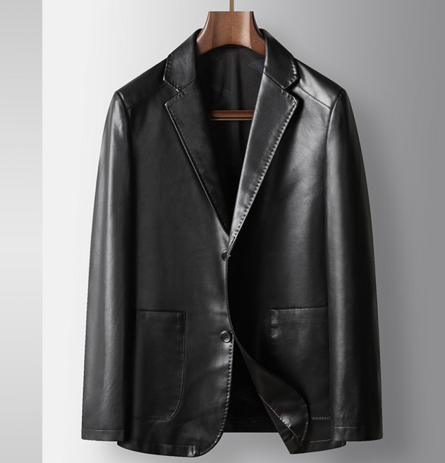 최상급원단 사용 캐주얼 PU가죽 재킷 세미정장 상의 남성 블레이저 카라넥 가죽자켓 비즈니스 블루종 아우터YSY666