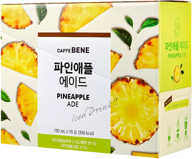 카페베네 파인애플 에이드, 190ml, 10개