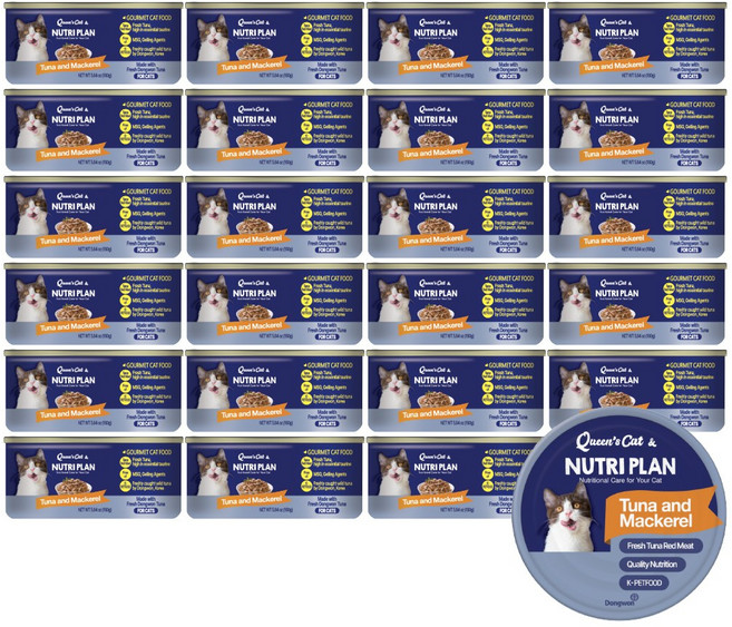 동원 퀸즈캣 뉴트리플랜 고양이 습식캔, 24개, 160g, 참치와 고등어