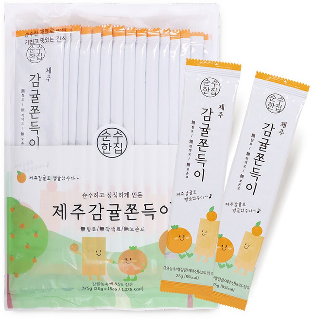 순수한집 제주 감귤 쫀드기 쫀득이 15개입, 375g, 1개