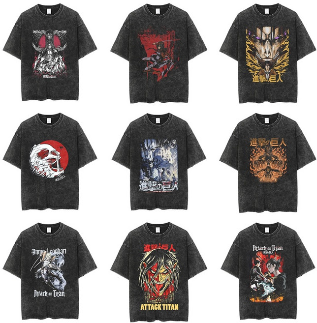 진격의 거인 애니 레온하트 미카사 에렌 오버핏 반팔 티셔츠 남녀공용 커플옷